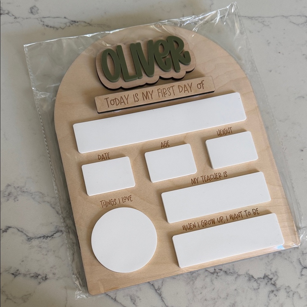 Wooden First Day of School Board